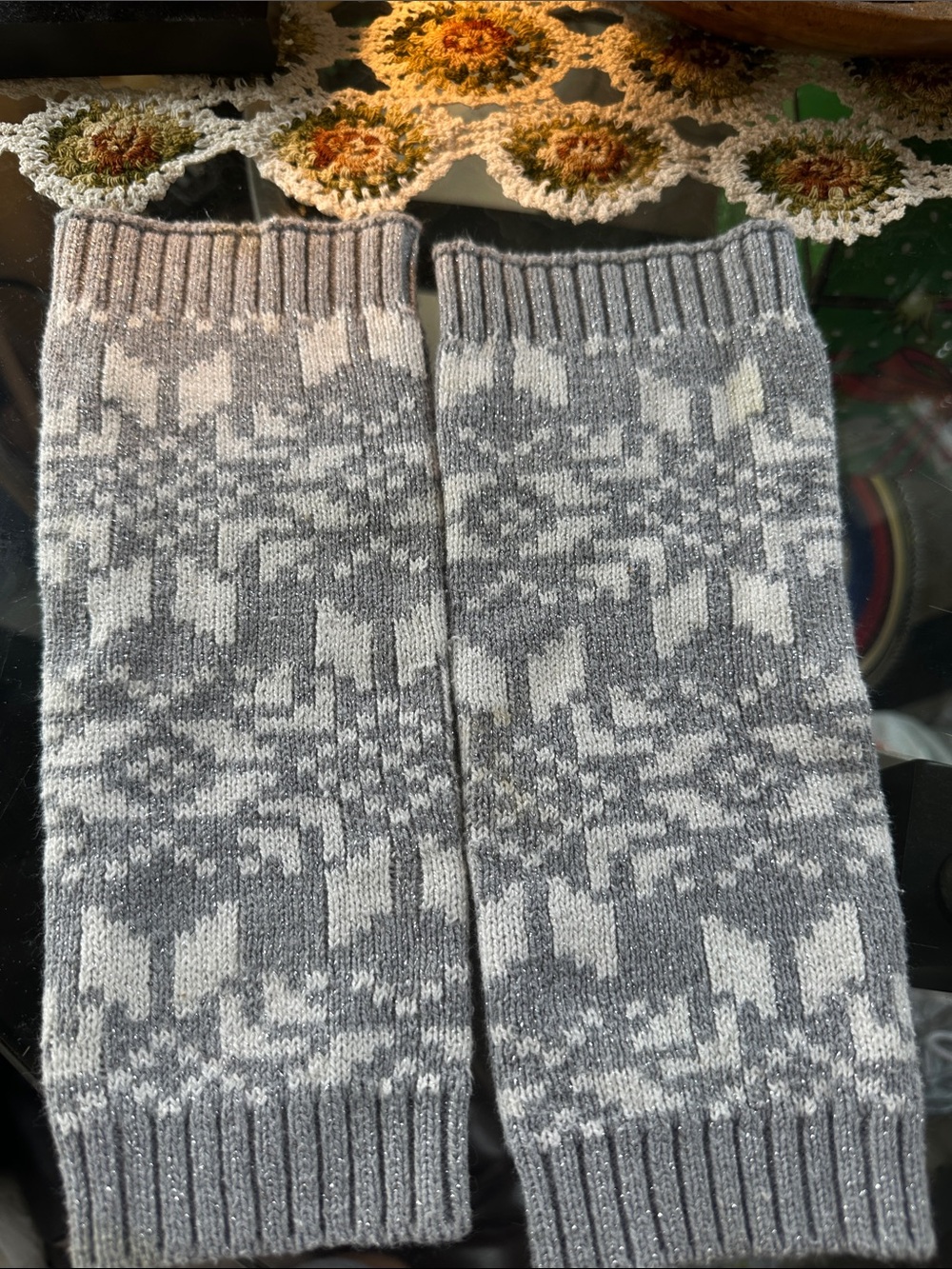 Kids Gray Patterned Knit Socks - Cozy Fair Isle Style